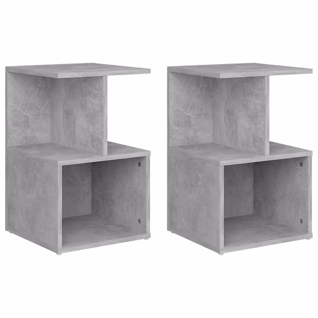 Berkfield Home Set of 2 Modern Bedside Cabinets in Concrete Grey, W/D/H: 35 x 35 x 55 cm – 2