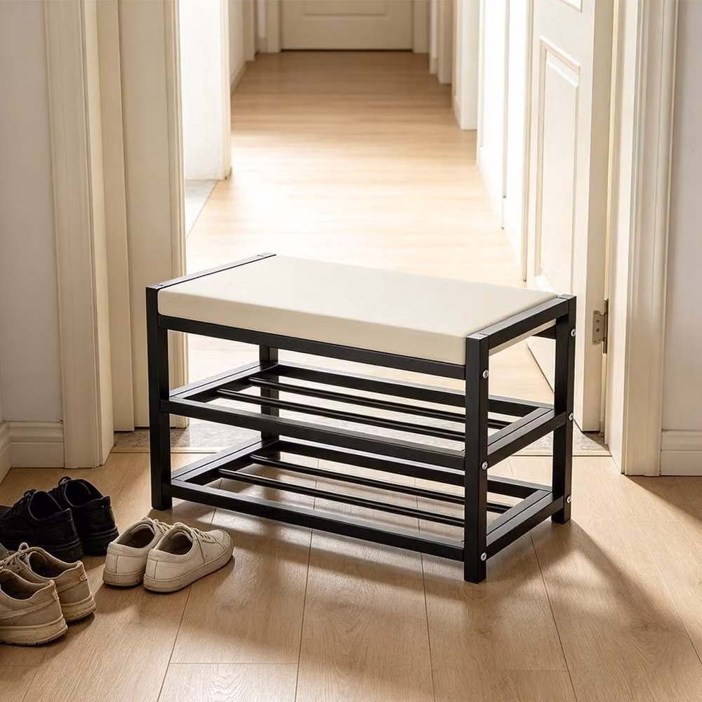 Ventryn Modern Shoe Bench Stool and Storage Rack in White, Black or Multicolour – 5
