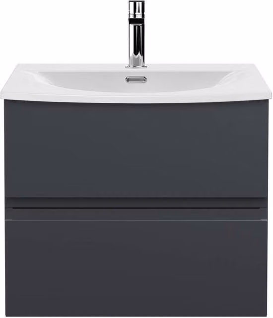 Balterley Mavesyn 2 Drawer Wall Hung Vanity Basin Unit, Grey, W: 60 cm, D: 50 cm – 1