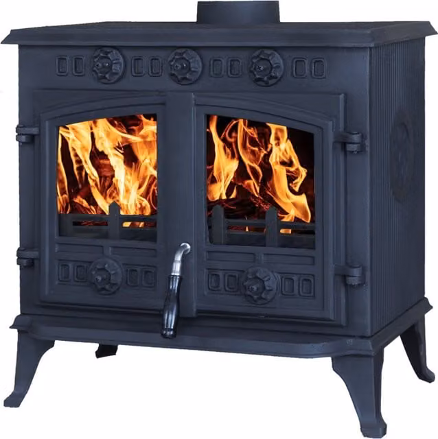 HEATSURE 10kW Dual Woodburner Stove, Black