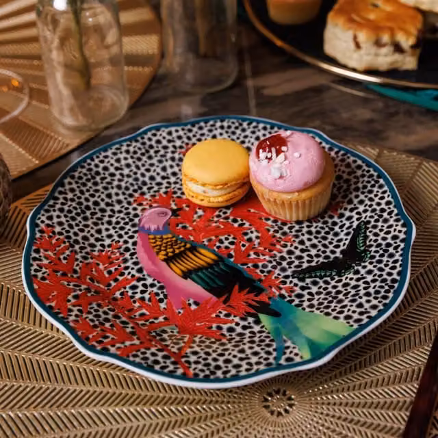 Mikasa x Sarah Arnett Floral Porcelain Side Plates, Set of 4, Multicolour, Diameter: 19 cm