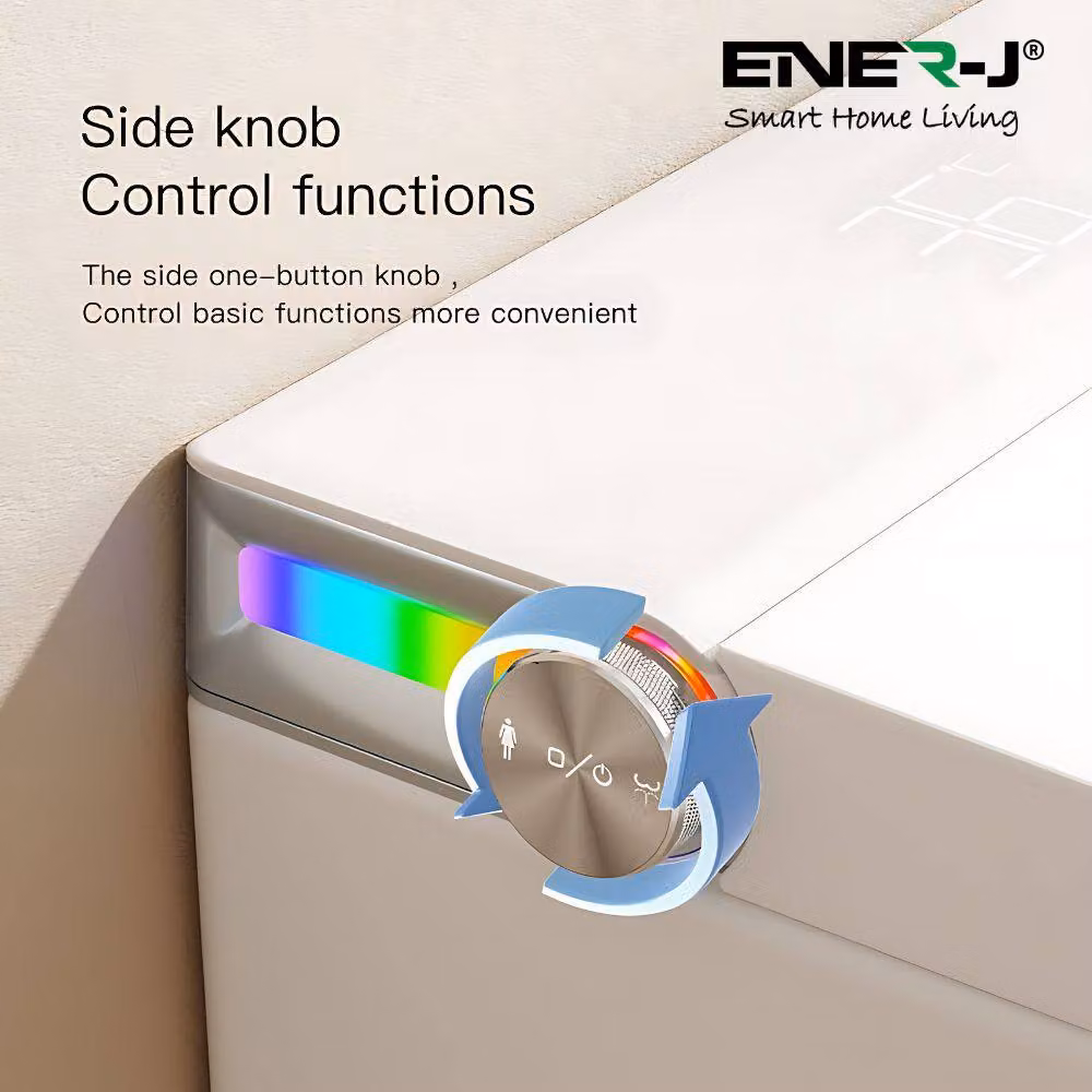 ENER-J Wall Hung Smart Bidet Toilet with Auto Lid and Heated Seat, White – 2