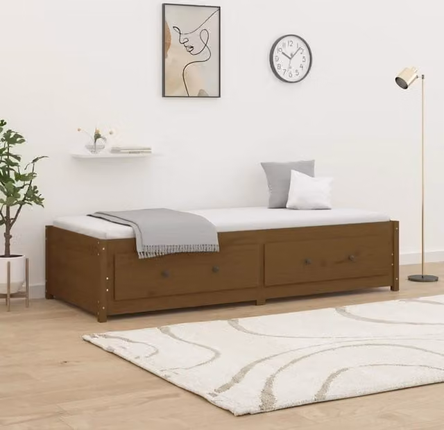 Berkfield Home Rustic Day Bed in Honey Brown Solid Pine Wood, W: 80 cm, L: 200 cm