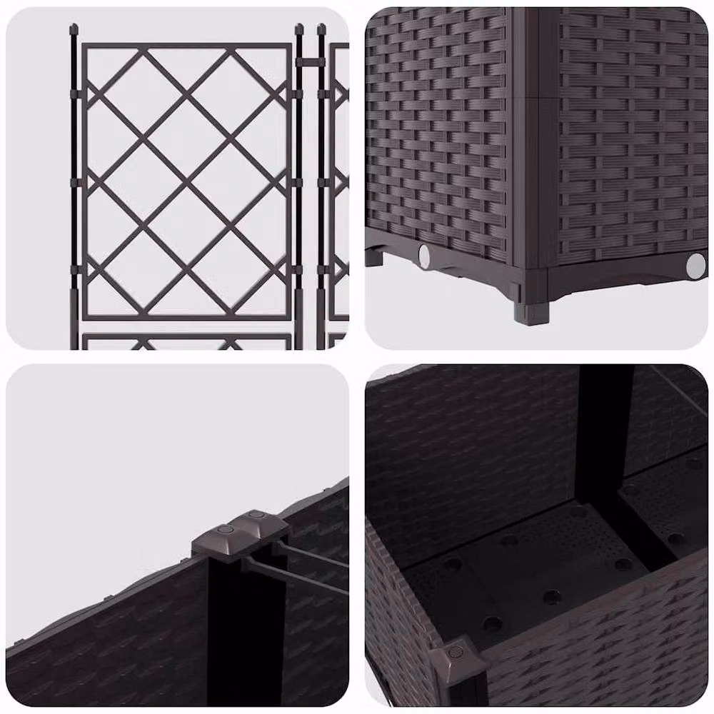 Berkfield Home Garden Planter with Trellis, 2 Pieces, Brown, W: 80 cm, D: 40 cm, H: 143 cm – 5