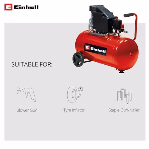 Einhell 50L Oil Lubricated Air Compressor, 8 Bar, 116 PSI, Black and Red – 7