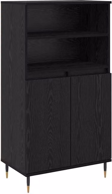 Berkfield Home Modern Black Matt Highboard with Internal Shelves and Hinged Doors in MDF – 1