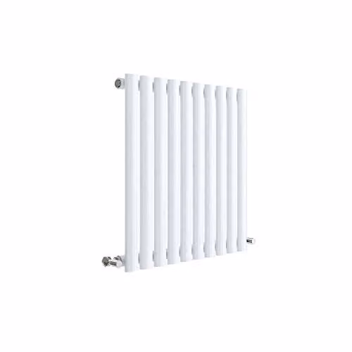 Nuie HL338 Revive Modern Wall Mount Designer Horizontal Single Panel Radiator, W: 60 cm, H: 58.6 cm, D: 5.5 cm, High Gloss White