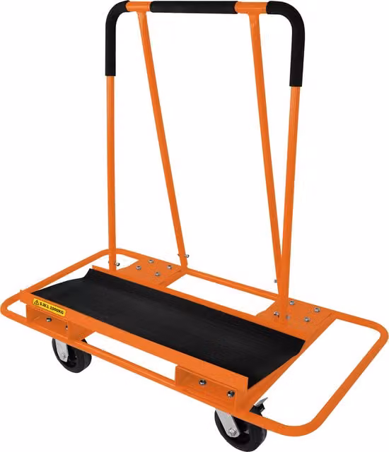 Monster Shop Dry Wall Cart Plasterboard Trolley with Brakes, Orange