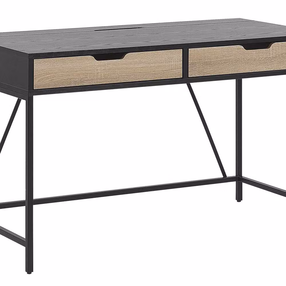 Wyld and Coco Black Writing Desk with Metal Base W: 120 cm, D: 60 cm, H: 75 cm – 2