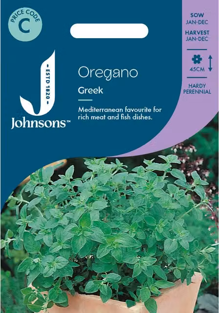 Johnsons Seeds Oregano Greek Vegetable Seeds for Herb and Vegetable Gardens
