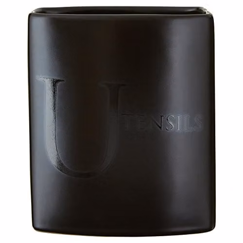 Premier Housewares Ceramic Utensil Holder, Black, W: 10 cm, D: 9 cm, H: 14 cm – 1