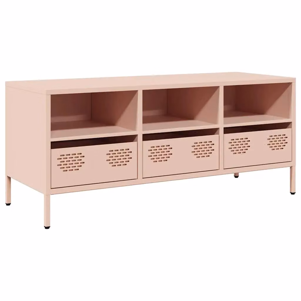 Berkfield Home Industrial Pink TV Cabinet in Matt Cold-rolled Steel, W: 101.5 cm, D: 39 cm, H: 43.5 cm – 2