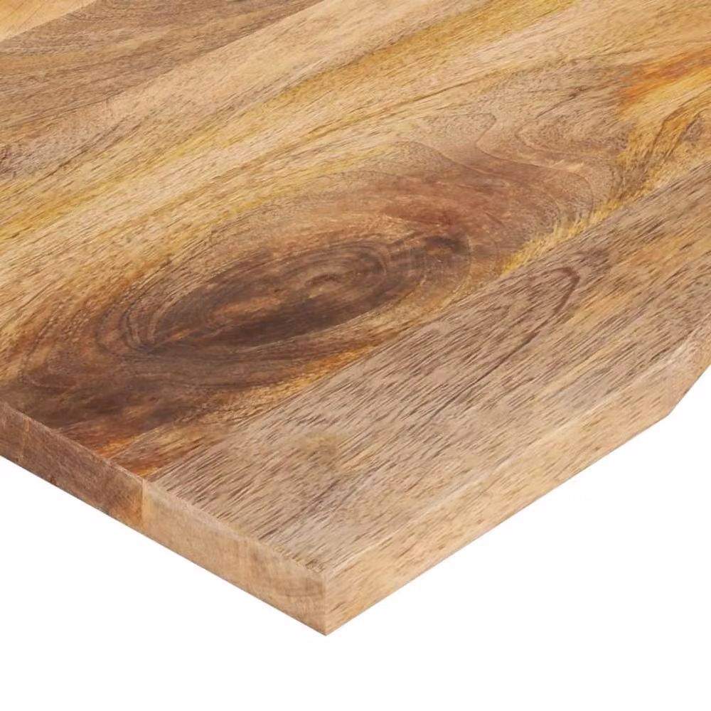 Berkfield Home Curved Solid Wood Mango Desk Top in Brown W: 160 cm, D: 50 cm, H: 2.5 cm – 2