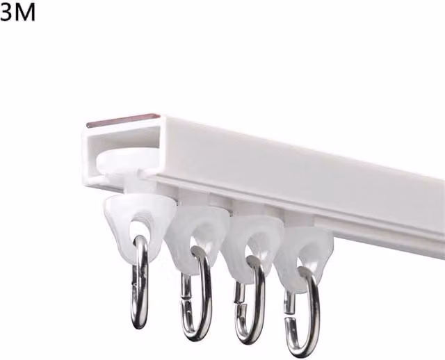 Nordara White Plastic Straight Curtain Track Rail Sliding Kit W: 40 cm, D: 40 cm, H: 6 cm – 1