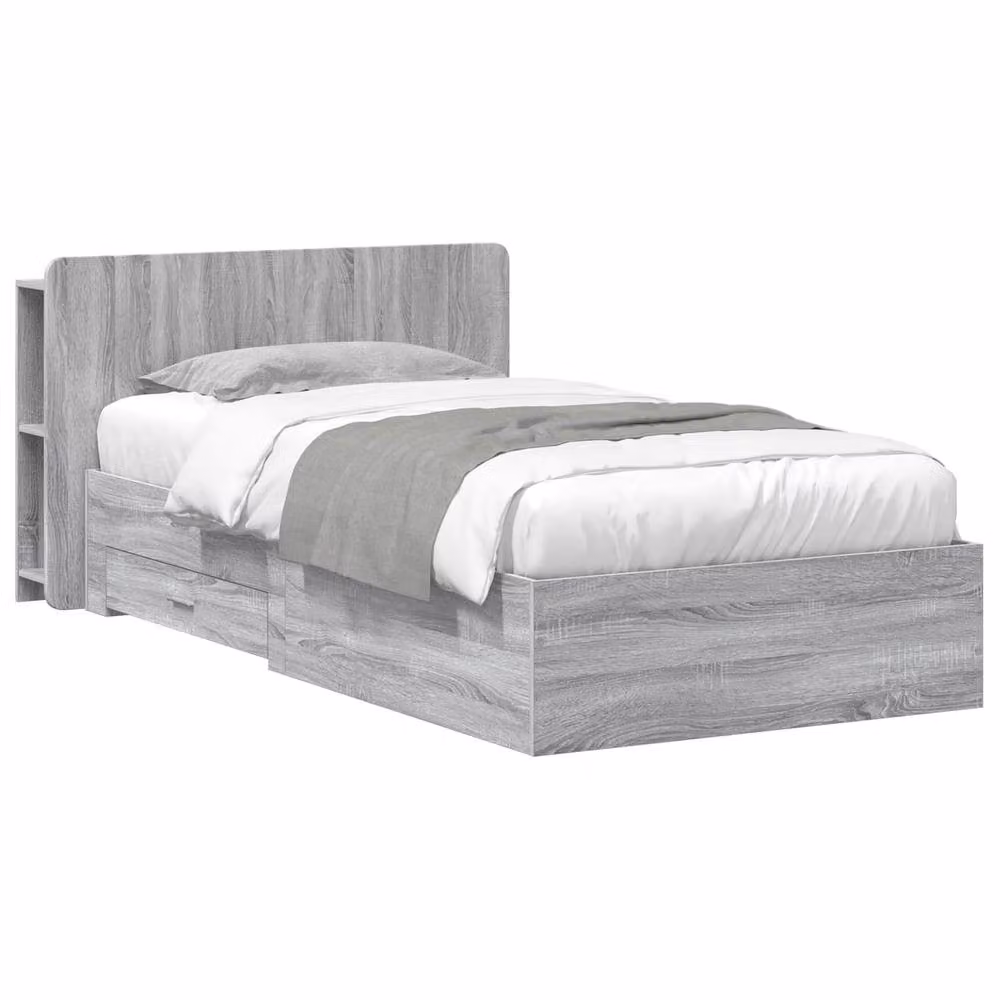 Berkfield Home Grey Sonoma Bed Frame with Storage, W/D/H: 80 x 200 x 32 cm – 2