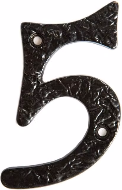 Hammer and Tongs Rustic Iron Number 5 Wall Numeral in Matt Black