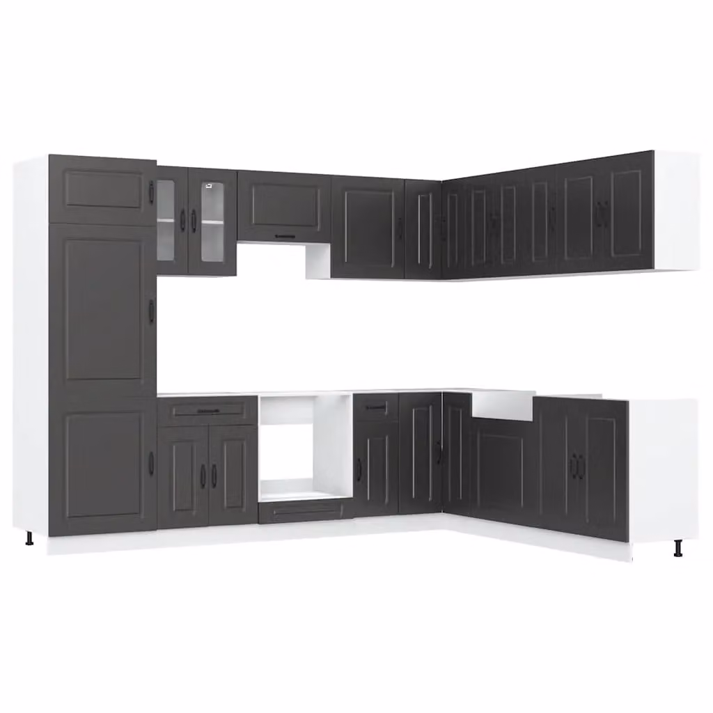Berkfield Home Kalmar 14 Piece Modern Kitchen Cabinet Set in Black Matt MDF – 2