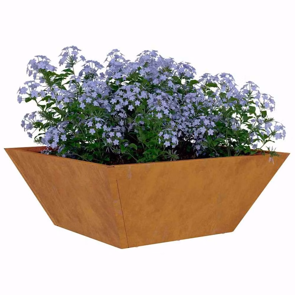 Berkfield Home Garden Bowl Planters, 5 Piece Set in Brown Weathering Steel, W/D/H: 40 x 40 x 15 cm – 3