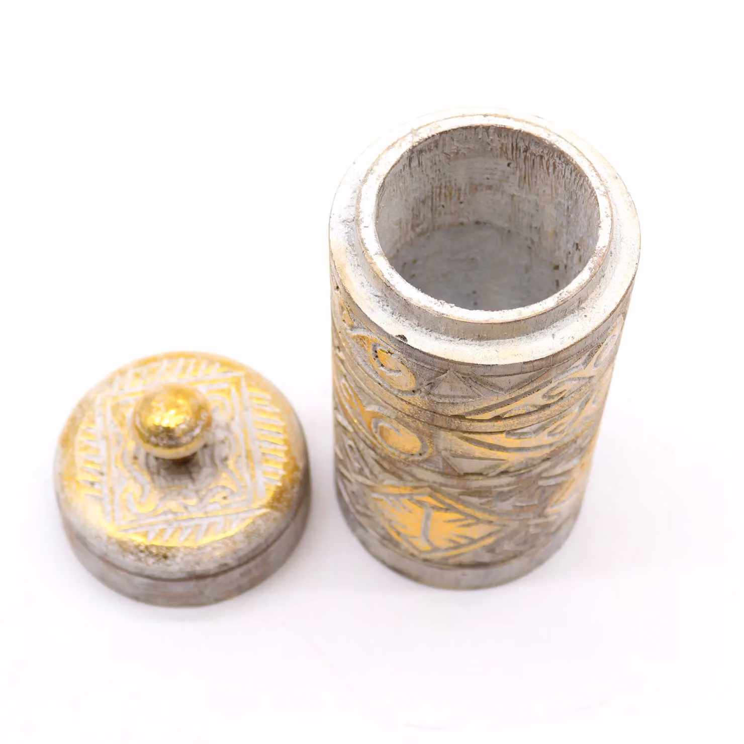 KDMD Tall White and Gold Solid Wood Container – 2