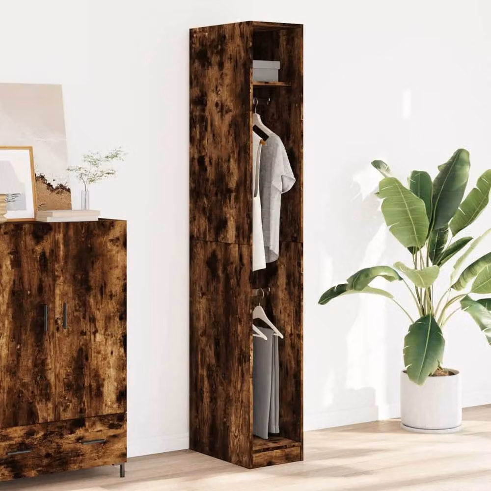 Berkfield Home Smoked Oak Wardrobe in Brown, W/D/H: 30 x 50 x 200 cm – 3