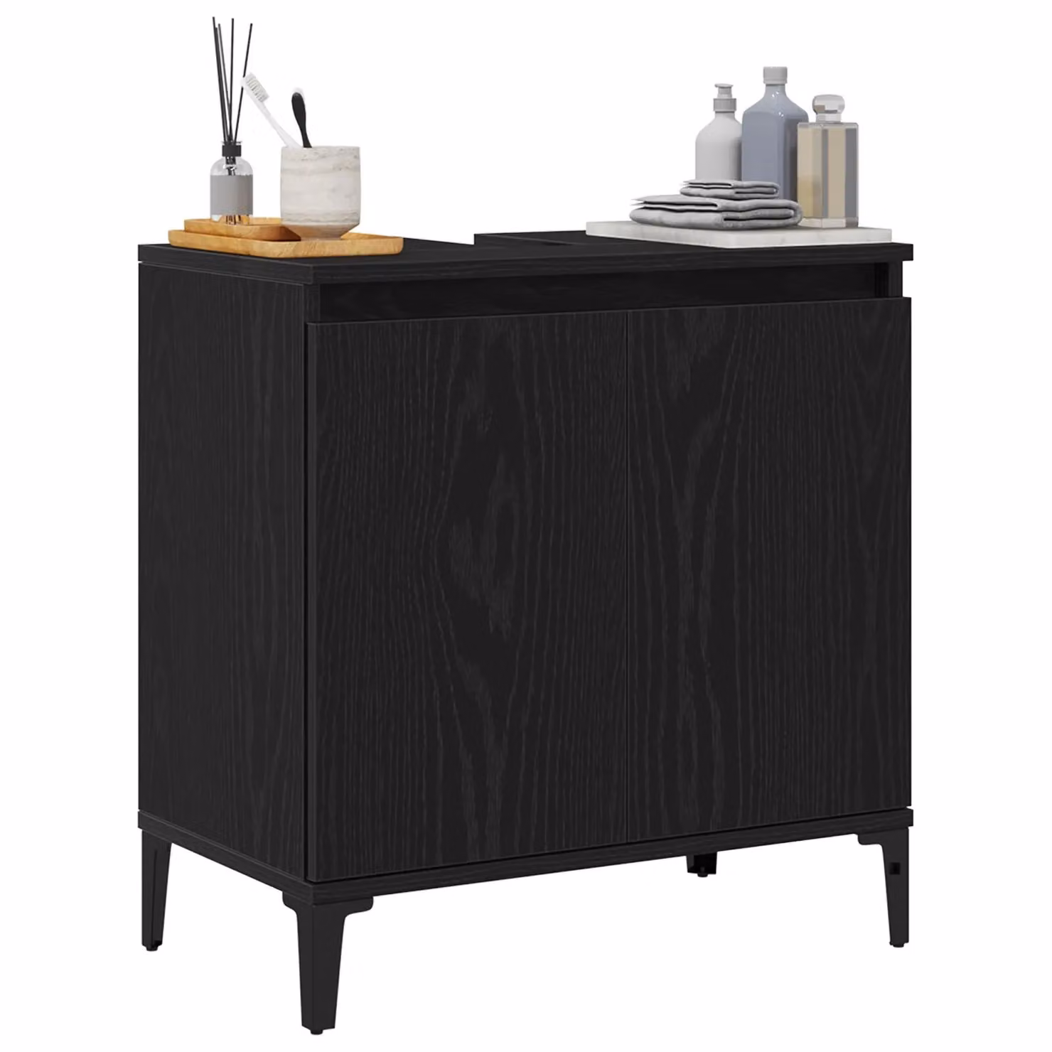 Berkfield Home Black Oak Sink Cabinet W/D/H: 58 x 33 x 60 cm – 2