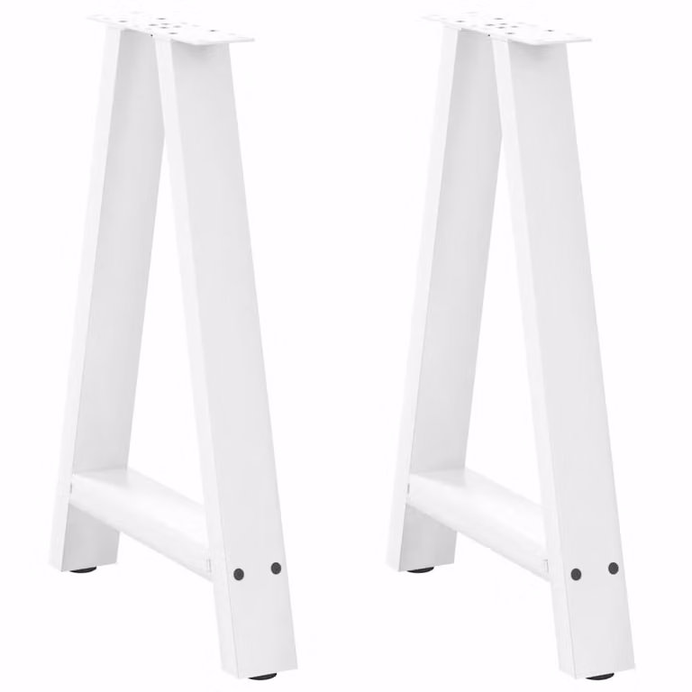 Berkfield Home A-Shaped Steel Coffee Table Legs, 2 Pieces, White, W: 50 cm, H: 72-73 cm
