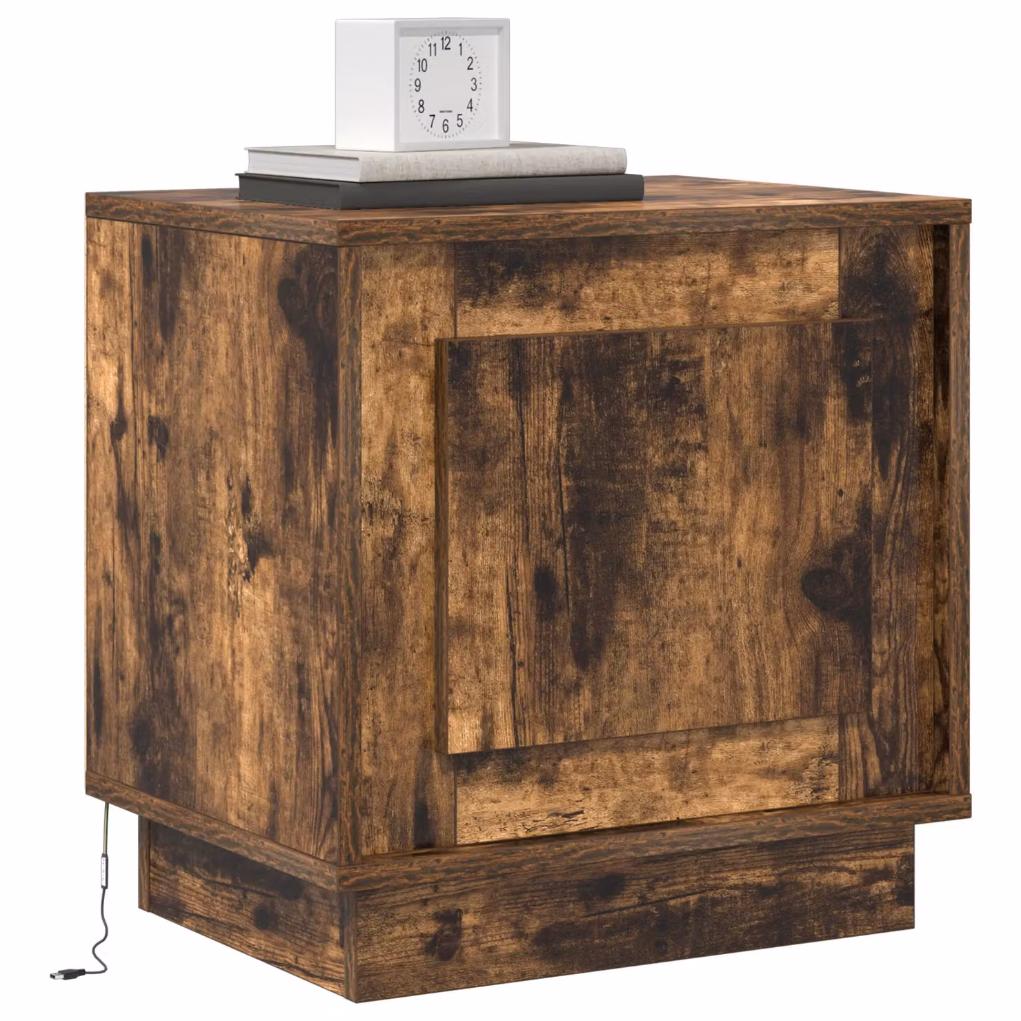 Berkfield Home Set of 2 Modern Bedside Cabinets with Integrated LED Lights in Smoked Oak Brown, W: 44 cm, D: 34.5 cm, H: 45 cm – 3