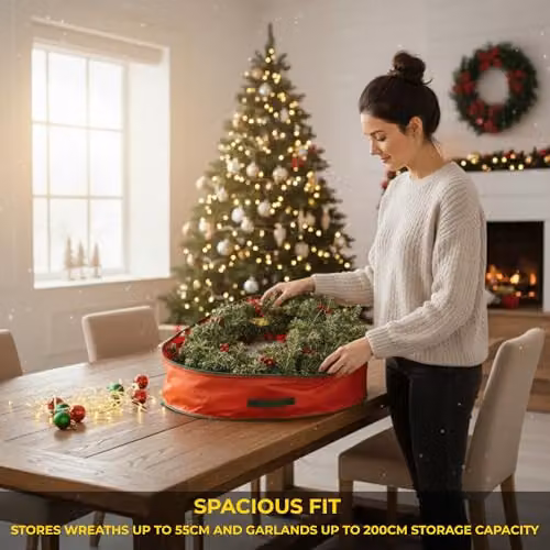 Shatchi Christmas Wreath and Garland Storage Bag in Red, W/D/H: 60 x 13 x 13 cm – 5