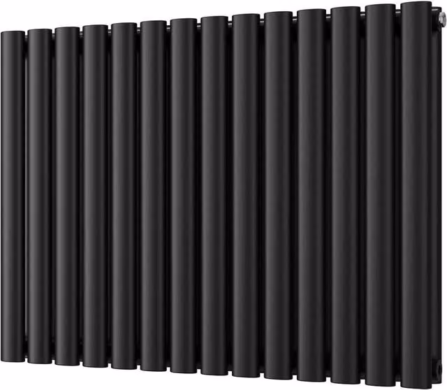 Omeara Black Elliptical Tube Horizontal Designer Radiator by UK Radiators, W: 812 mm, H: 600 mm