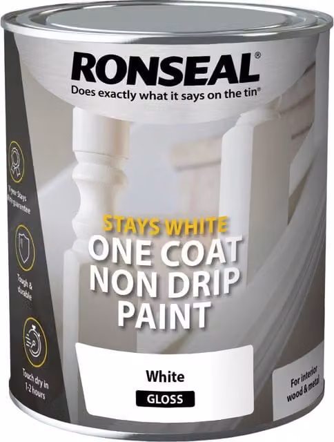 Ronseal Stays White One Coat Gloss Paint - White