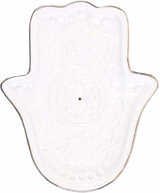Something Different White Ceramic Hamsa Hand Incense Holder
