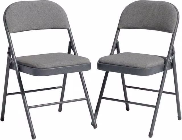 SPETLEK 2 Metal Folding Chair in Grey Fabric – 1