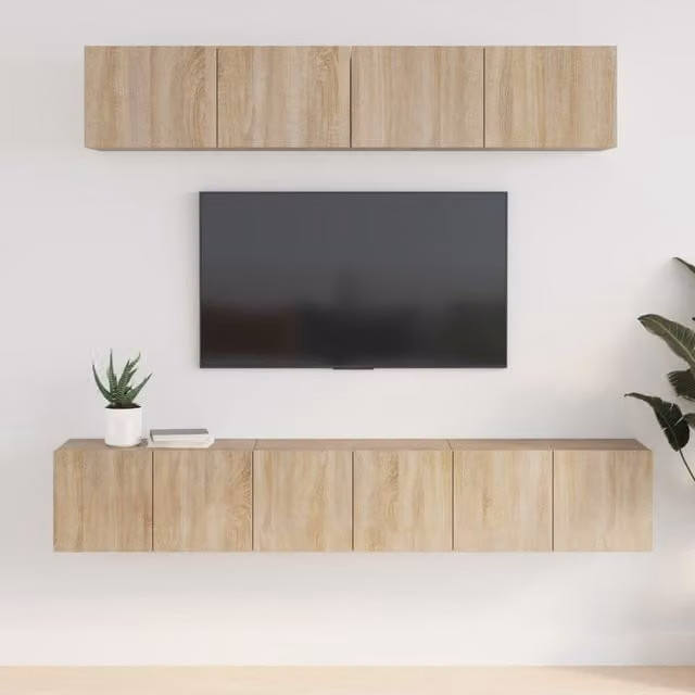 Berkfield Home 5 Piece TV Cabinet Set in Sonoma Oak Brown Engineered Wood – 1