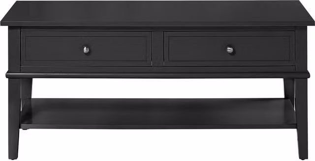 Franklin Black Lacquered Coffee Table with 2 Drawers