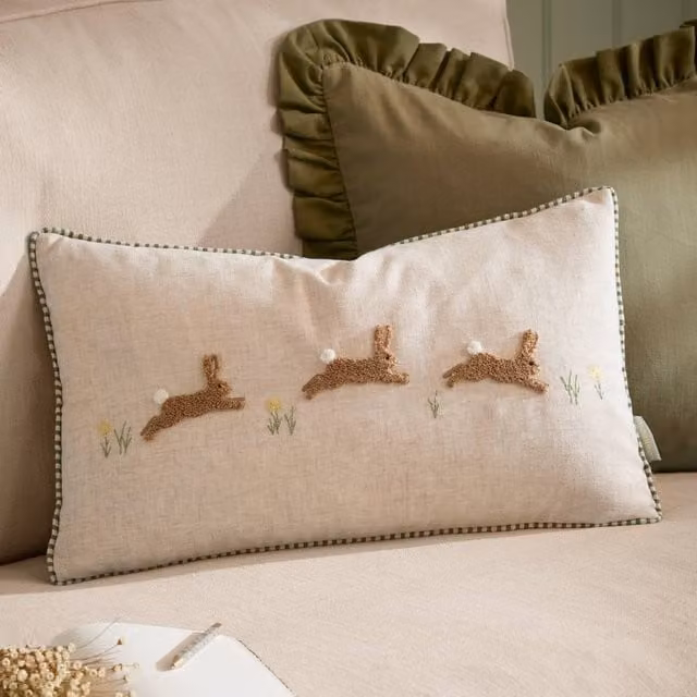 Wyld Haus Beige Velvet Rectangular Animal Cushion W: 50 cm, H: 30 cm, D: 1 cm – 1