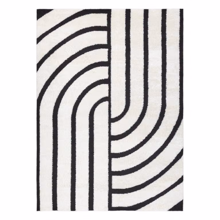 RugsX Mode Geometric Scandinavian Rug in Yellow and White, W: 160 cm, D: 220 cm