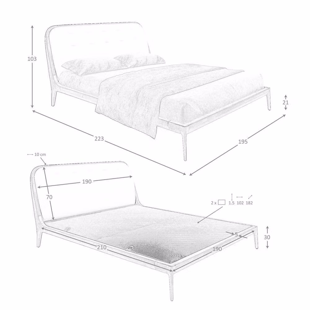 Angel Cerda Modern Upholstered Leatherette King Bed in Beige with Solid Wood Frame, W/D/H: 180 x 200 x 103 cm – 5