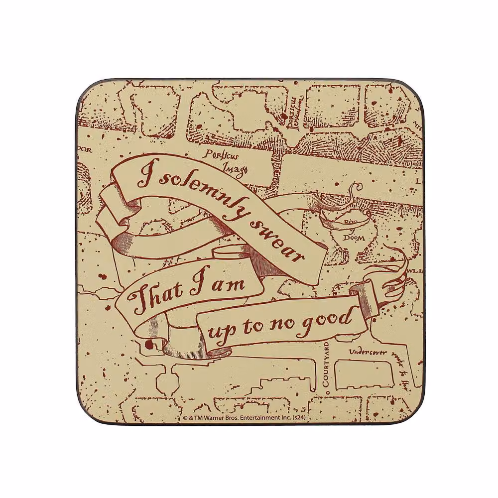 Half Moon Bay Harry Potter Marauders Map Single Drink Coaster, Beige and Multicolour – 2