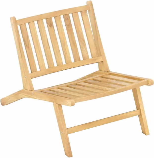 Gymax Mid Century Teak Wood Outdoor Reclining Accent Chair in Light Khaki