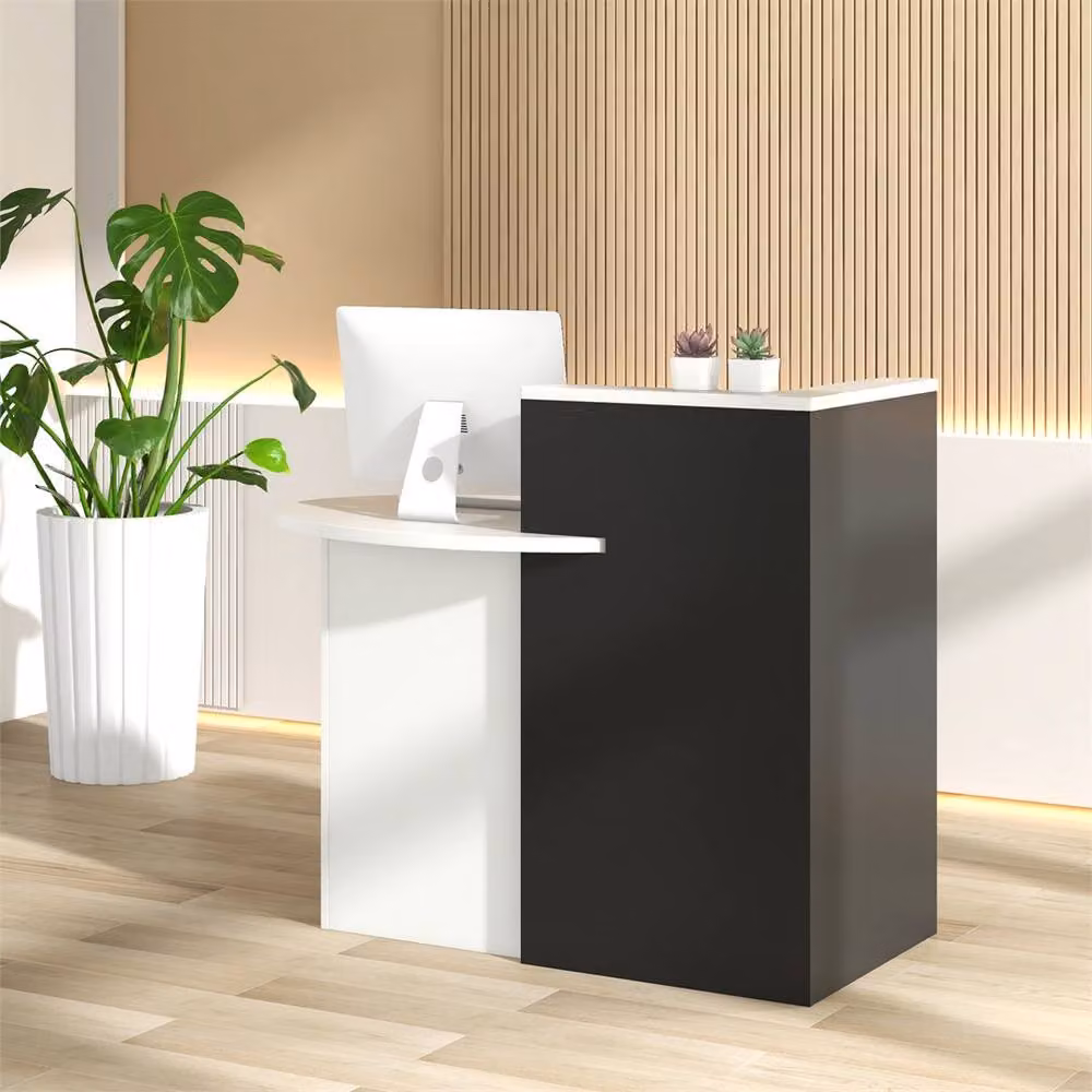 NESTLUNE Modern Office Reception Desk in Black, W: 100 cm – 2