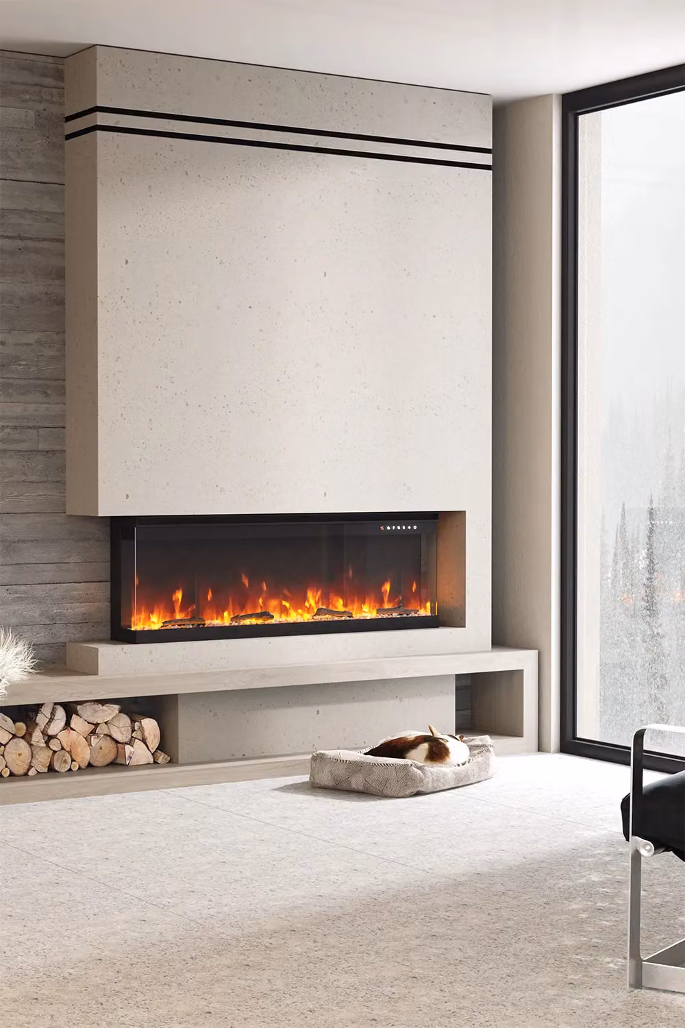 H&O Direct 50 inch Black Recessed or Freestanding Electric Fireplace – 2