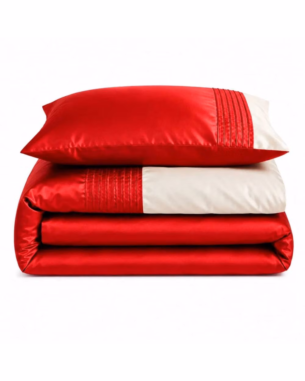 Intimates Perez Red Faux Silk Duvet Cover and Pillowcase Set, W/D/H: 90 x 200 cm – 2