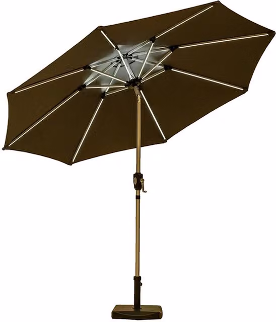 Royalcraft Crank and Tilt LED Strip Parasol in Grey