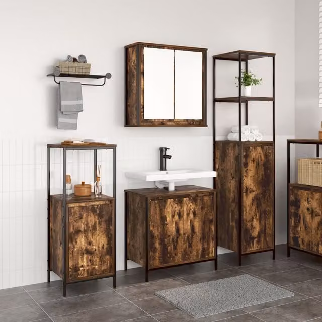 Berkfield Home 3-Piece Modern Bathroom Furniture Set in Smoked Oak Brown