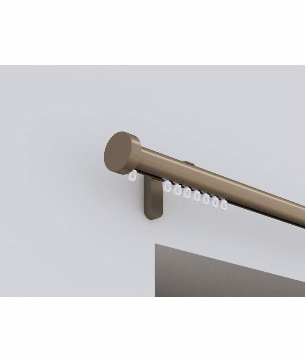 New Edge Blinds Styleline 28mm Gliding Curtain Pole Set with Stud End in Taupe, Width: 370 cm – 2