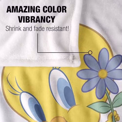 Warner Bros. Looney Tunes Tweety Flower Super Soft Fleece Throw Blanket for Children, Multicolour – 2