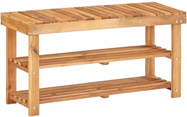 Berkfield Home Rustic Acacia Wood Shoe Rack, Brown, W/D/H: 90 x 32 x 46 cm – 1