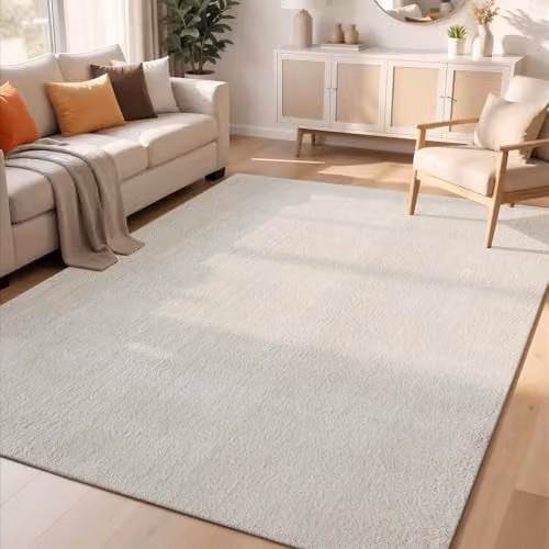 Desire Rugs Plain Modern Knitted Rectangular Living Room Area Rug, Beige and White, W: 120 cm, D: 80 cm – 1