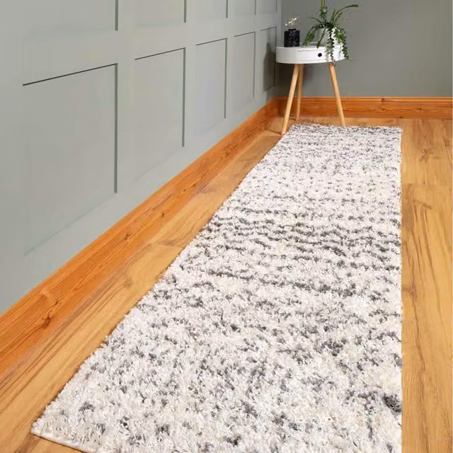 The Rug House Super Soft Scandi Aztec Tribal Shaggy Area Rug in White, W: 230 cm, D: 60 cm