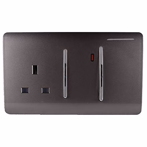 Trendi Artistic Modern Glossy 45 A Cooker Switch and Plug Socket Combination with Neon Insert in Brown – 2